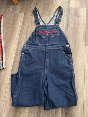 Genuine Dickies Ultra Tough Blue Denim Overalls Men's Medium for oversized
